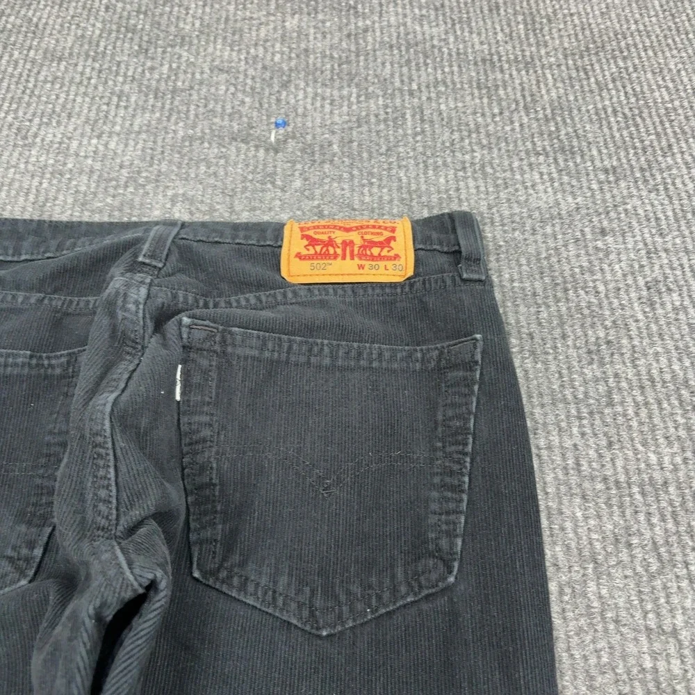 Levis 502 Corduroy Pants Mens 30 Black Cotton Stretch Regular Taper Casual